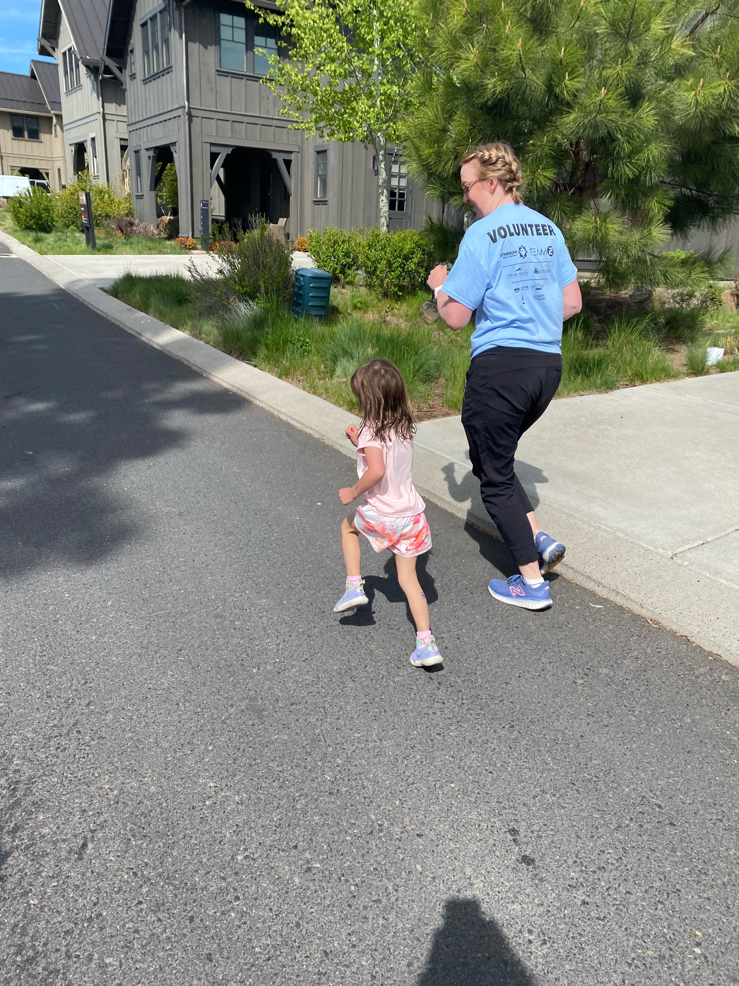 Kids celebrating at the finish line