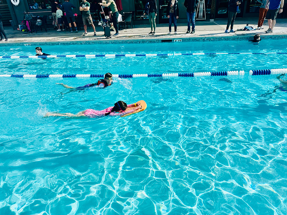 Kids at the pool for swim start